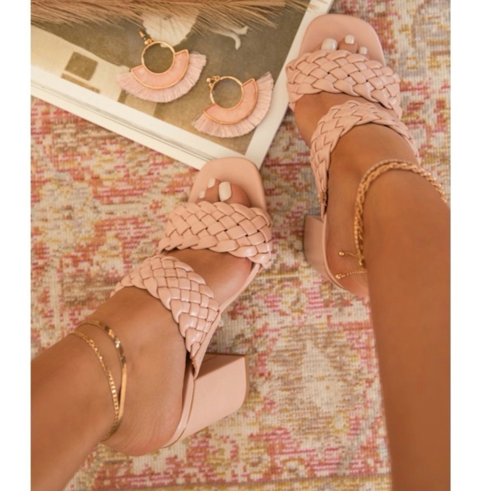Elegant Blush Pink Braided Heels